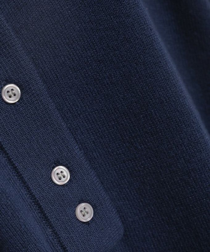 日本 Lupilien - 氣質排扣polo衫針織長袖洋裝-灰