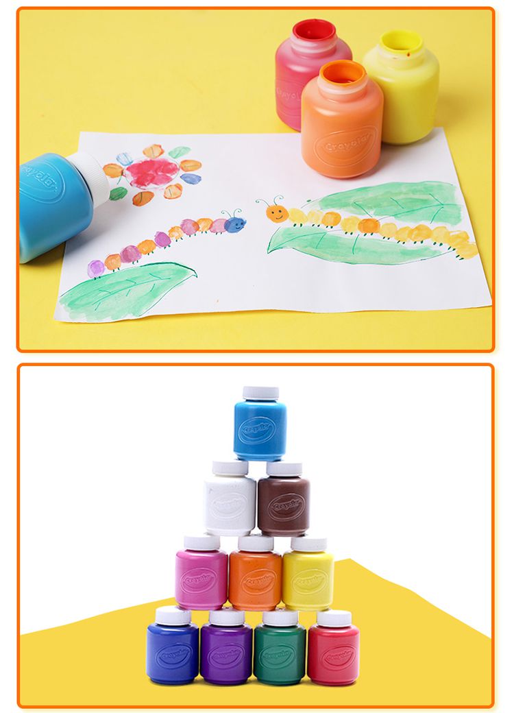 Crayola繪兒樂 - 可水洗兒童顏料2OZ10色(亮霓虹)-盒損福利品