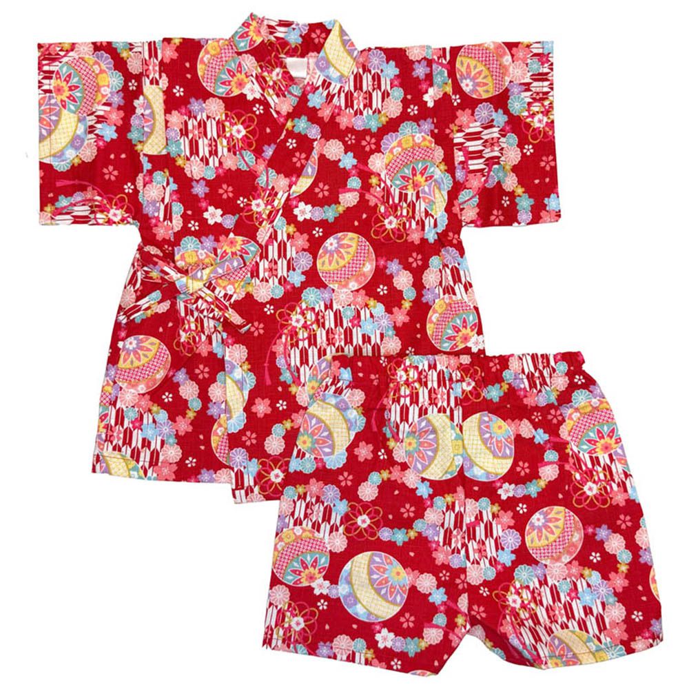 兩件式甚平-手鞠-紅色