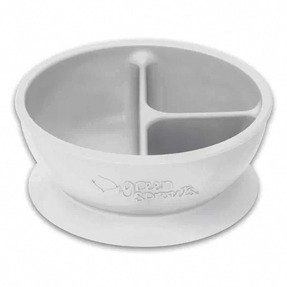 美國 green sprouts - 小綠芽超防滑寶寶學習吃飯矽膠學習餐碗-純白