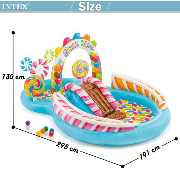 INTEX - 糖果屋戲水游泳池滑水道295x191x130cm(374L)適用3歲