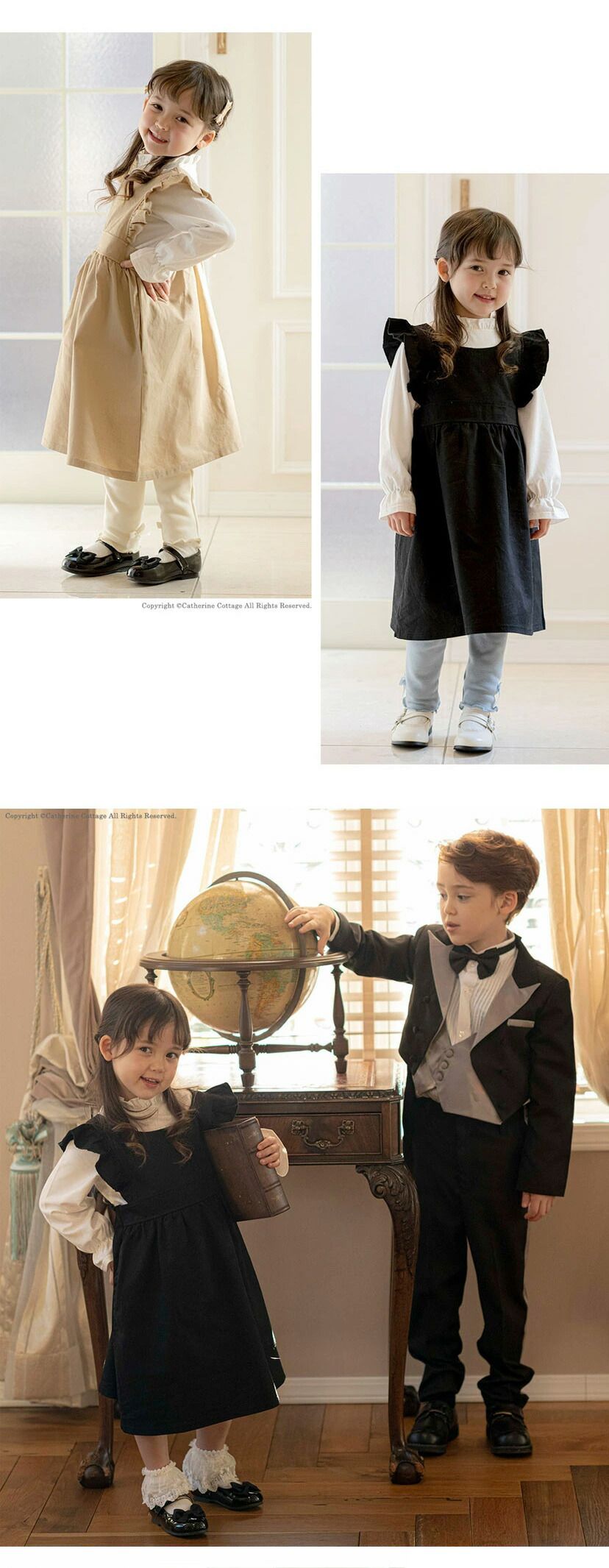 日本 Catherine Cottage - 背後蝴蝶結洋娃娃背心裙-氣質灰