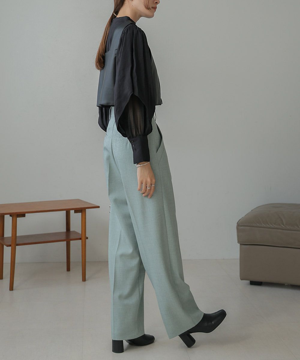 日本 Bab - 柔美紗拼接袖雪紡上衣-深可可