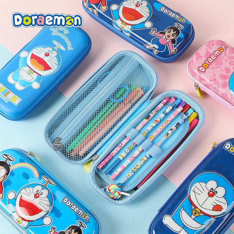 防水3D立體大容量鉛筆盒-卡通人物哆啦A夢-深藍色 (竹蜻蜓)