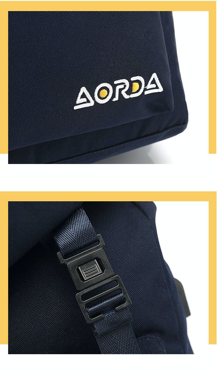 簡約大容量翻蓋書包-小獅子-黑色 (38.5x28x15cm)