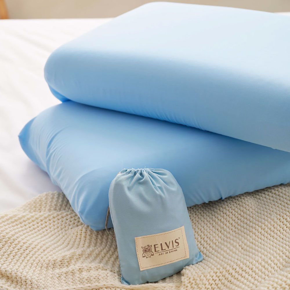 ELVIS 愛菲斯 - 旅行戶外用品-冰涼助眠-旅行枕套組 (冰藍)-(2入含旅行環保袋)