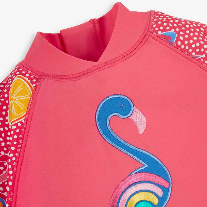 英國 JoJo Maman BeBe - 嬰幼兒/兒童兩件式防曬泳裝-繽紛紅鶴