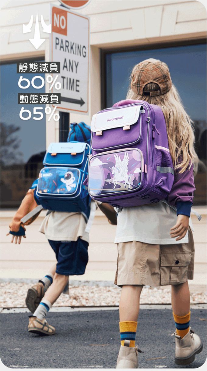 kocotree - 減壓大容量護脊書包-小碼-銀河大冒險藍