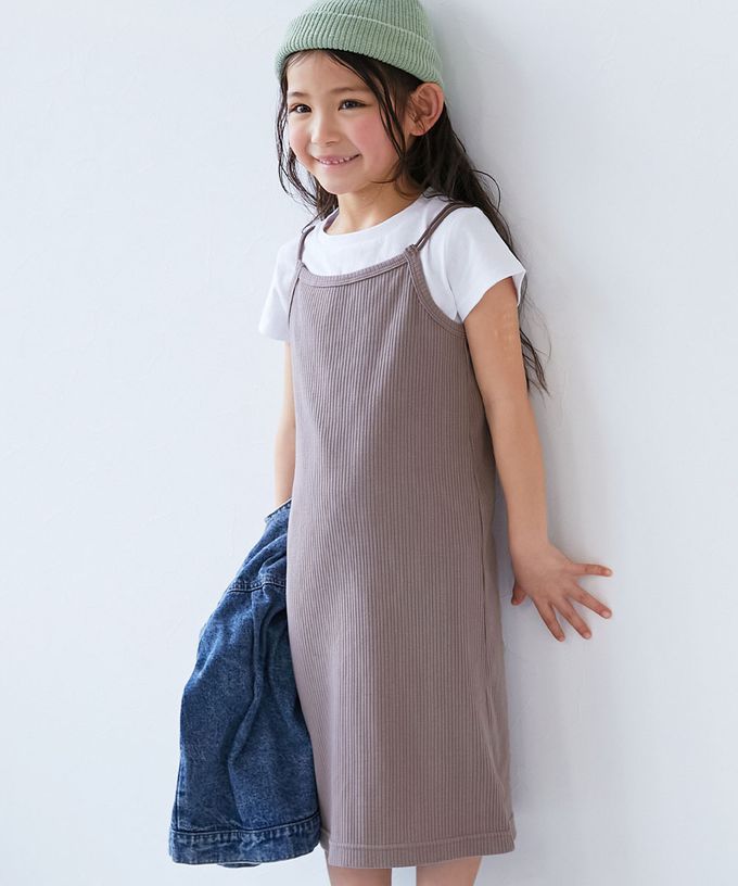 日本 devirock - 兩件式吊帶羅紋短袖洋裝-黑