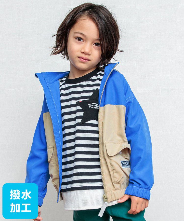 日本 BREEZE - 潑水加工 繽紛連帽防風外套-萊姆