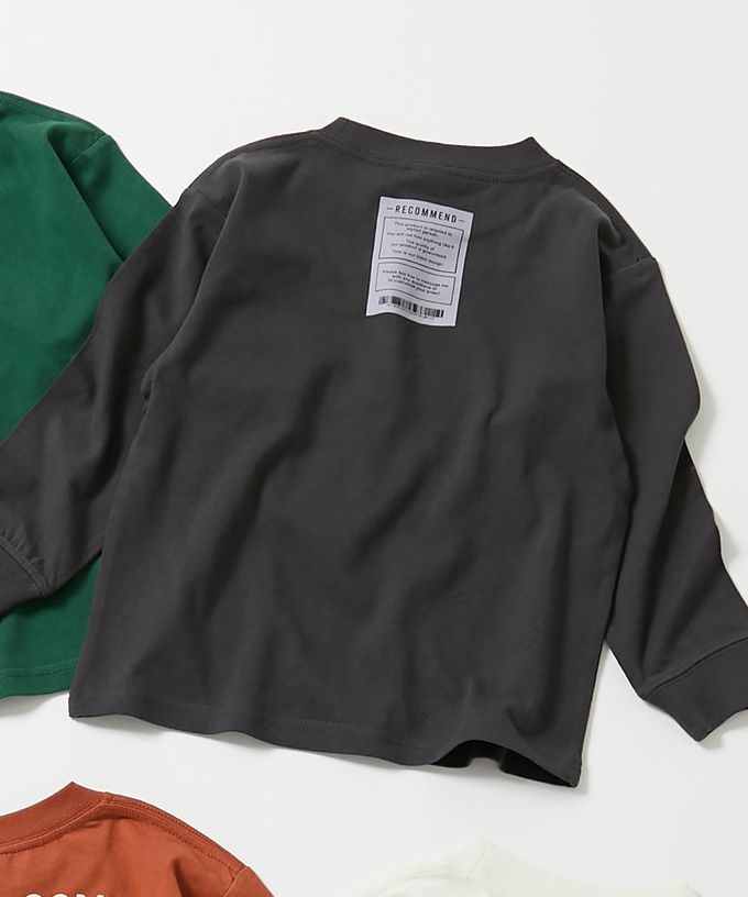 日本 devirock - 100%棉 定番印花長袖上衣-小熊領巾-淺灰