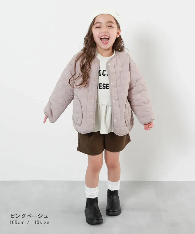 日本 devirock - 心型絎縫內刷毛科技羽絨外套(可機洗)-灰粉