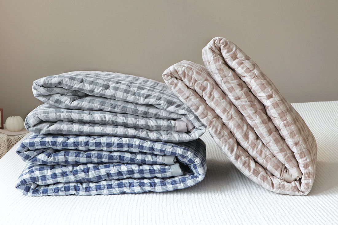 韓國 Prielle - 純棉3層防水墊/保潔墊-溫暖紫花 (Q(150X200cm)-雙人床)