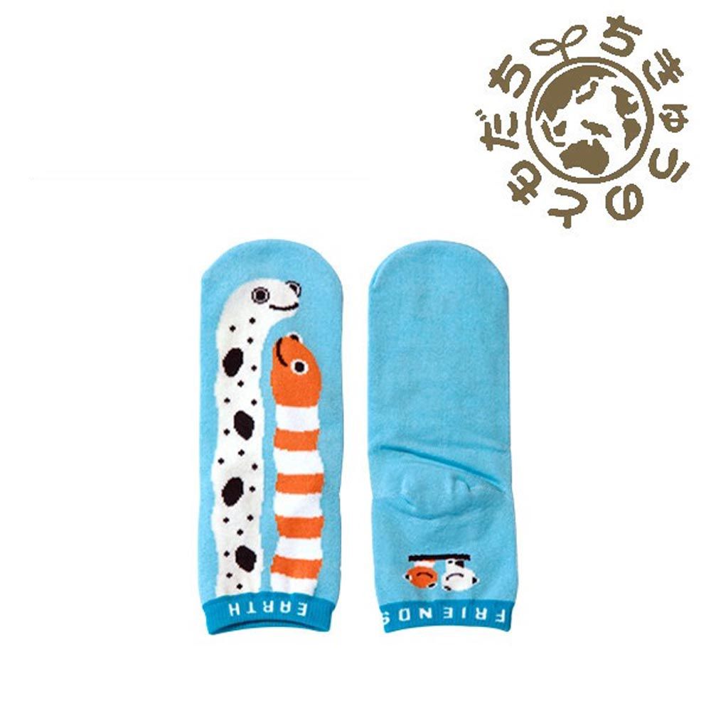 日本 aehwa - 地球的朋友 印花小童襪-花園鰻-水藍 (16~22cm)