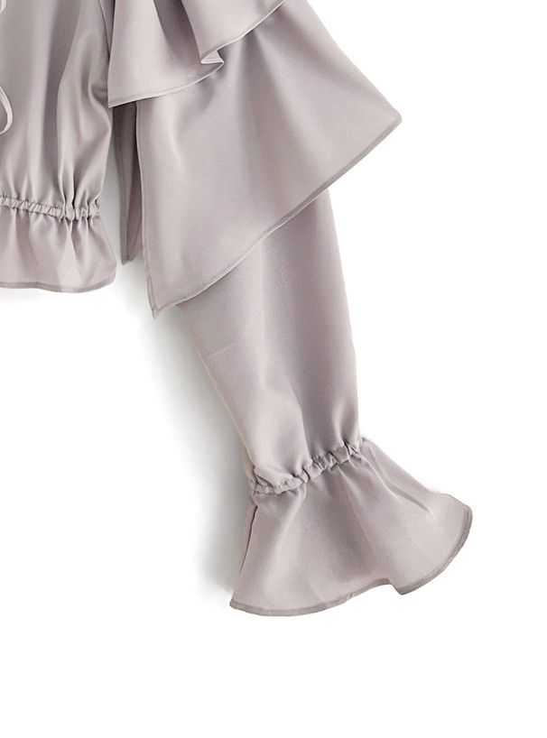 日本 GRL - 甜美前綁帶層次長袖罩衫-粉紫 (F)