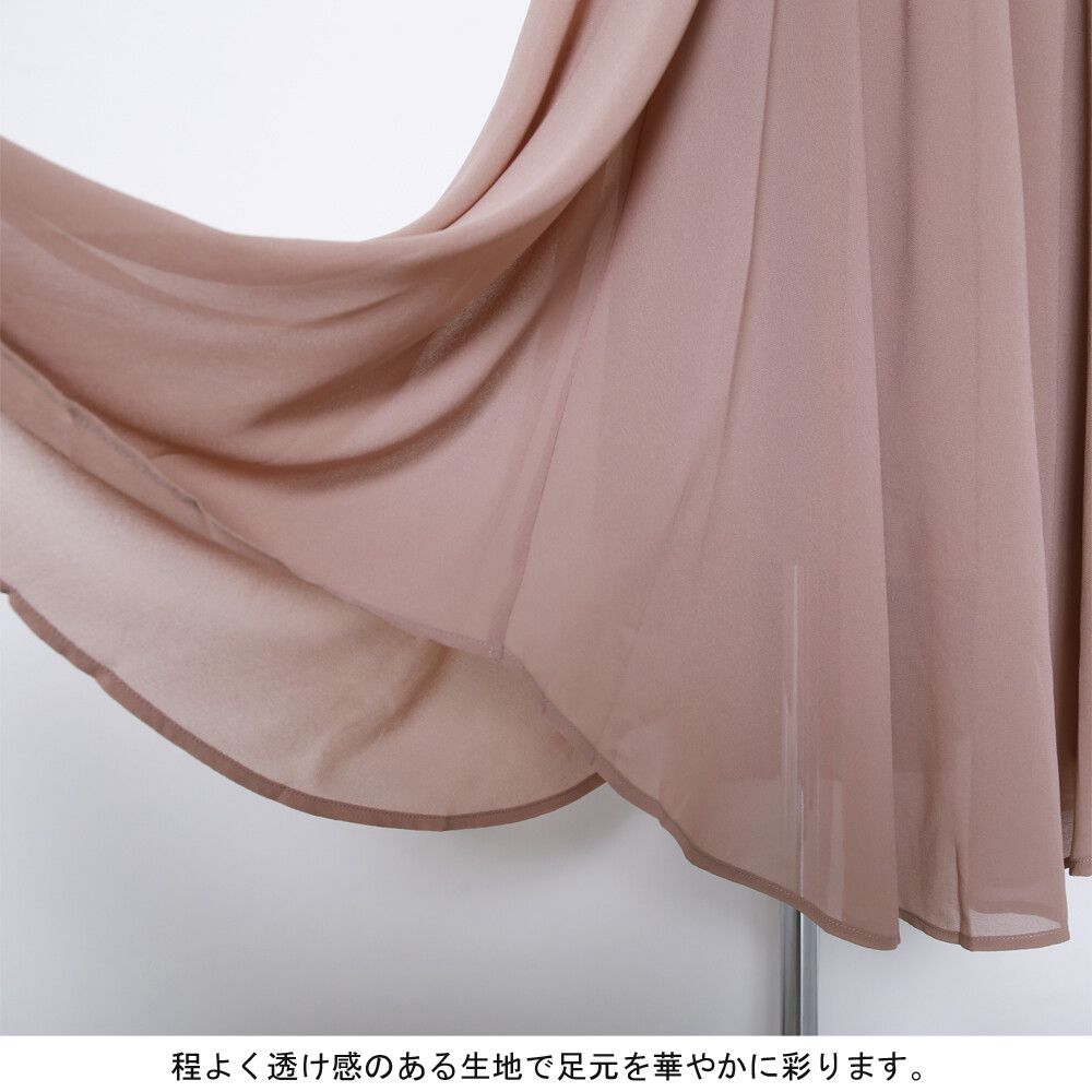 日本女裝代購 - 不規則裙擺雪紡飄逸長裙-淺灰