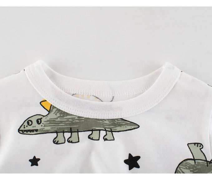 短袖棉T-塗鴉QQ恐龍-白色