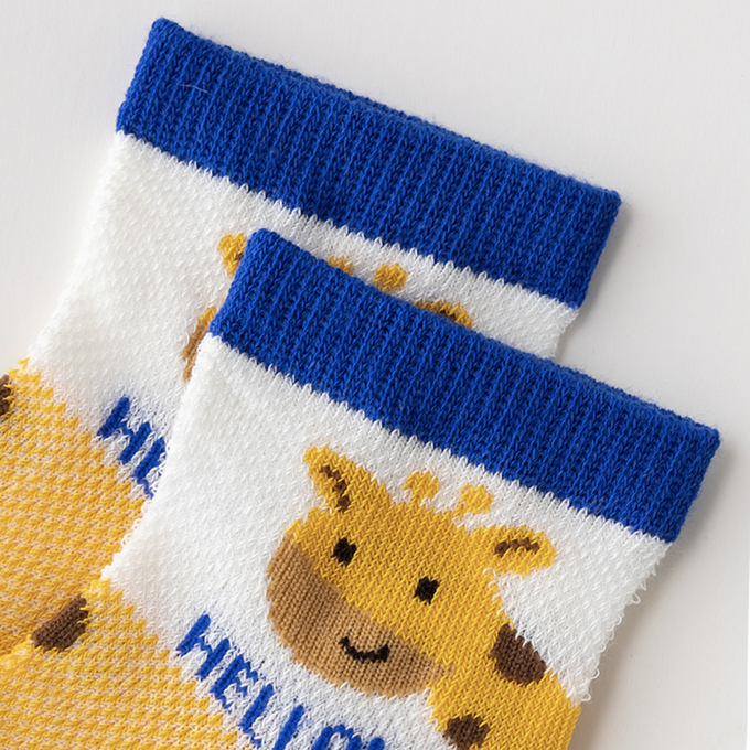 love, charlotte - Hello長頸鹿網眼短筒棉襪-5 雙一組