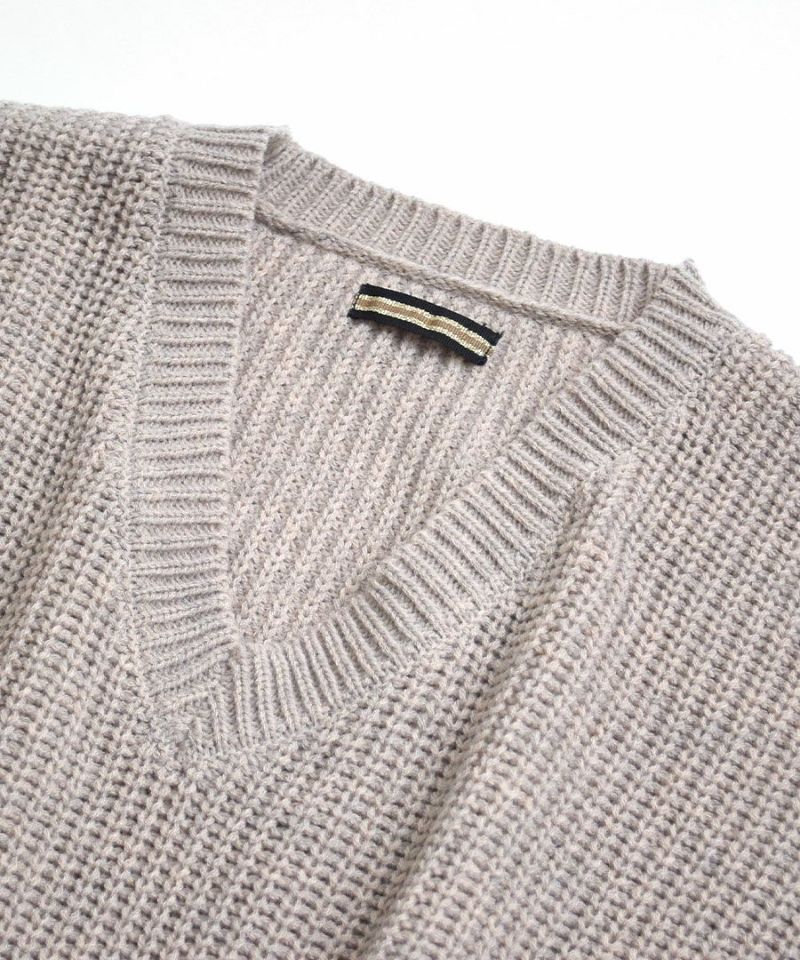 日本 zootie - V領畝織輕盈柔軟針織洋裝-芥末黃