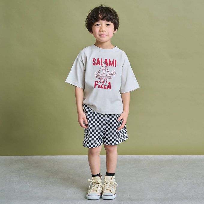 日本 b-ROOM - 防污速乾簡約印花短袖上衣-薯條-深藍