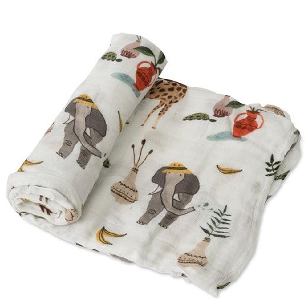 美國 Little Unicorn - 竹纖維紗布巾單入組-動物園 (120x120CM)