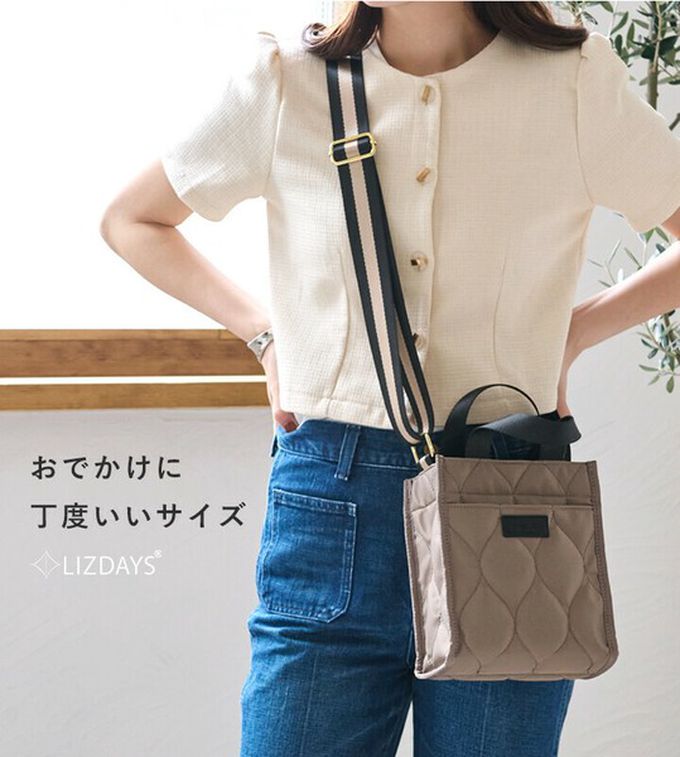 日本 LIZDAYS - 防潑水 輕巧絎縫方形側背小包-黑x橘
