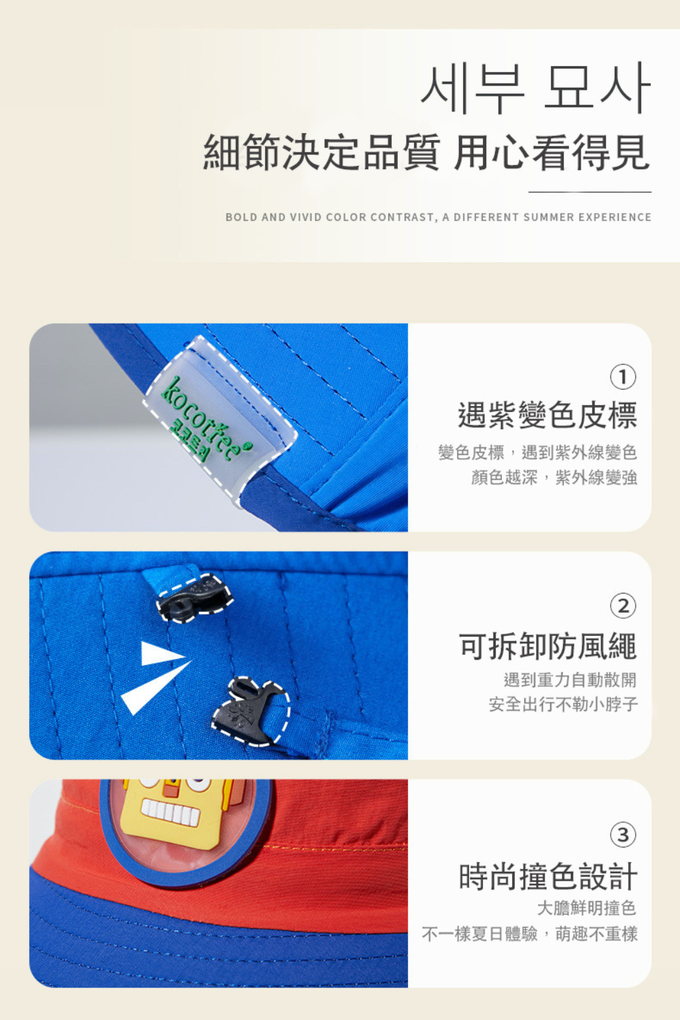 LOHOY - Kocotree兒童防曬帽 遮陽帽 沙灘帽 兒童漁夫帽 防紫外線-紅藍鯊魚
