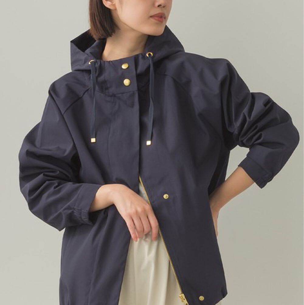 防潑水 機能美型修身派克風衣外套-海軍藍