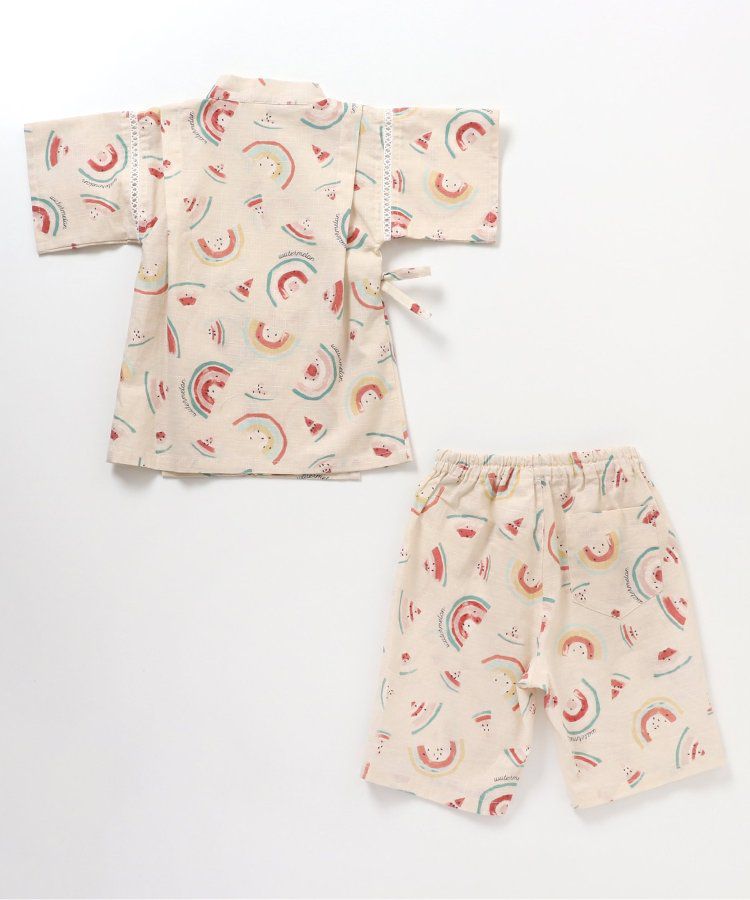 日本 apres les cours - 季節限量！清新可愛二件式甚平-彩虹西瓜-米白