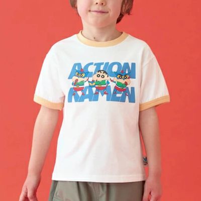 日本 b-ROOM - 聯名限定 短袖上衣-超人小新-鵝黃