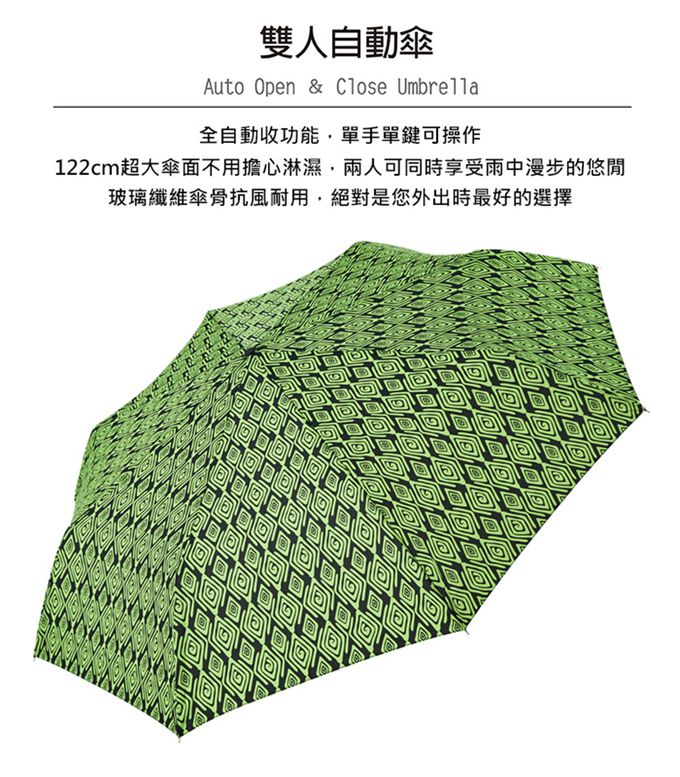 Rainstory - 抗UV雙人自動傘-迴型幾何-480g