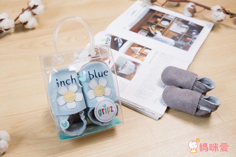 英國Inch Blue - 真皮手工寶寶鞋-水彩花