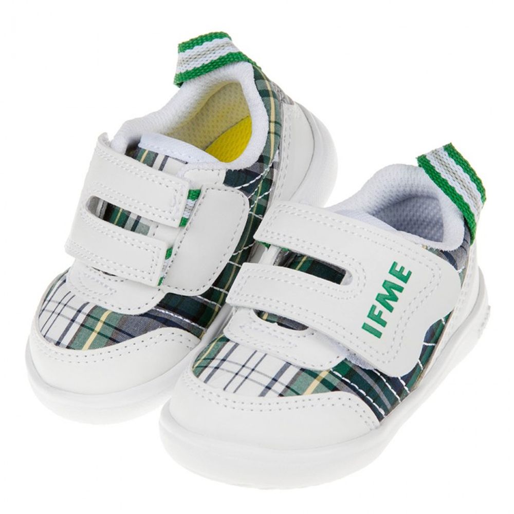 日本IFME - 日本IFME格紋綠白超輕量寶寶機能學步鞋