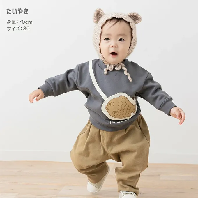 日本 Chil2 - 立體小包縮口長袖上衣-鯛魚燒-深灰