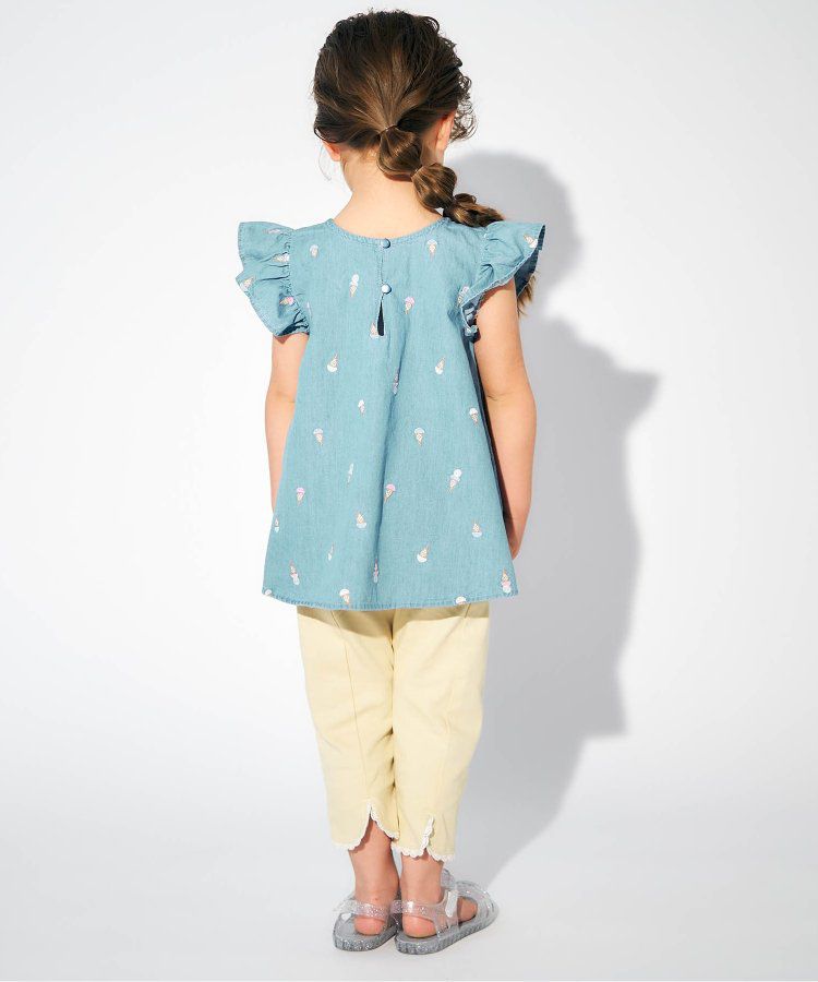 日本 apres les cours - 涼感素材下擺開叉8分褲-牛仔藍