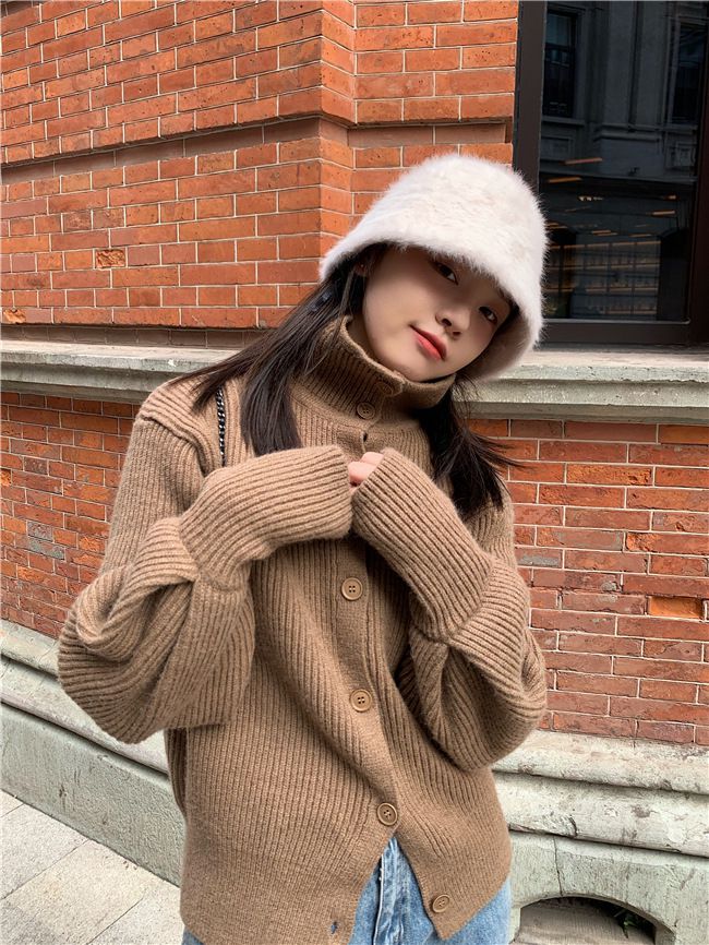 復古百搭絨毛漁夫帽-黑色 (M(56-58cm))