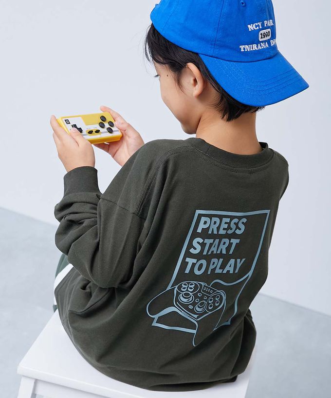 日本 devirock - 100%棉 定番印花寬版長袖上衣-潮流格子-黑