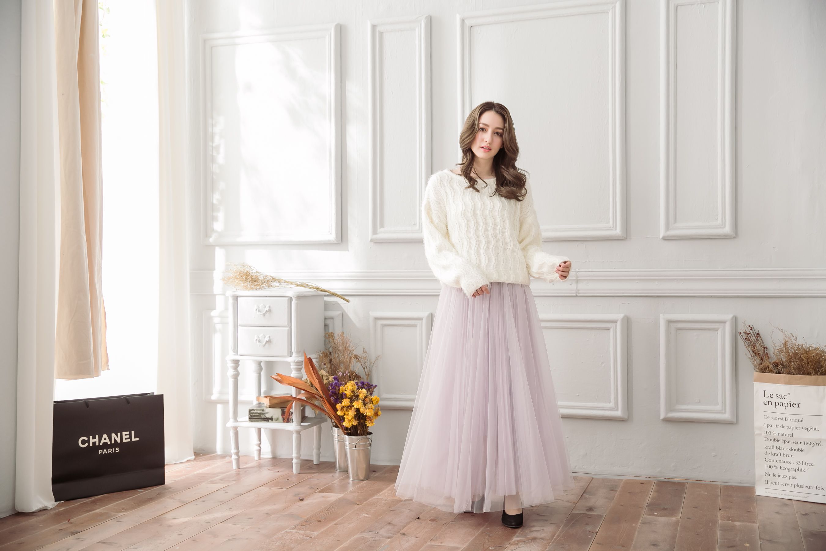 Peachy - 獨家訂製綿柔法式浪漫三層蓬紗裙-三層蓬版-淺芋灰 (F)