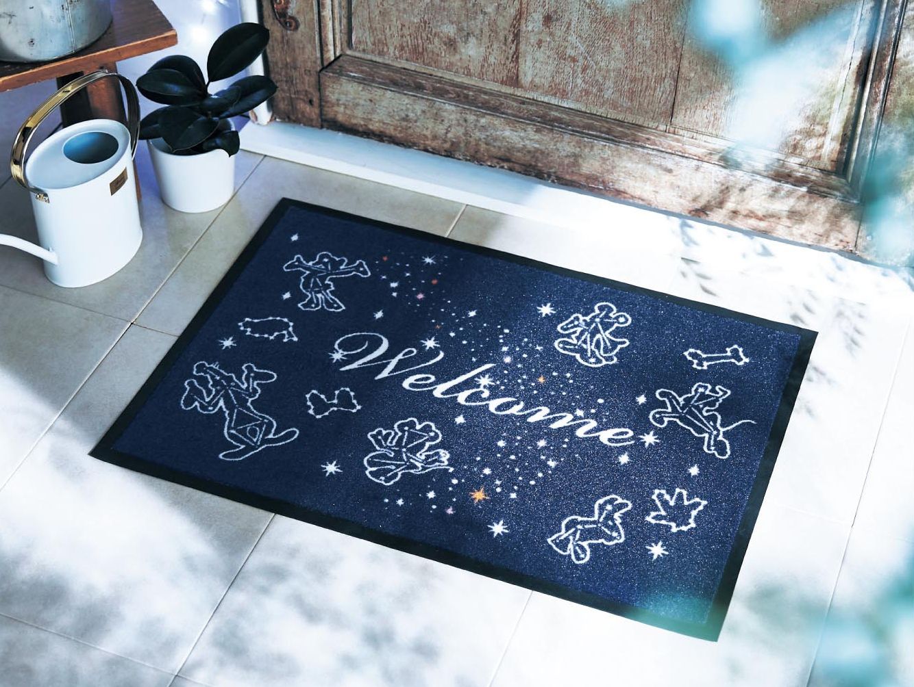 日本千趣會 - mini labo 去泥污腳踏墊-法蘭西花朵-藍綠