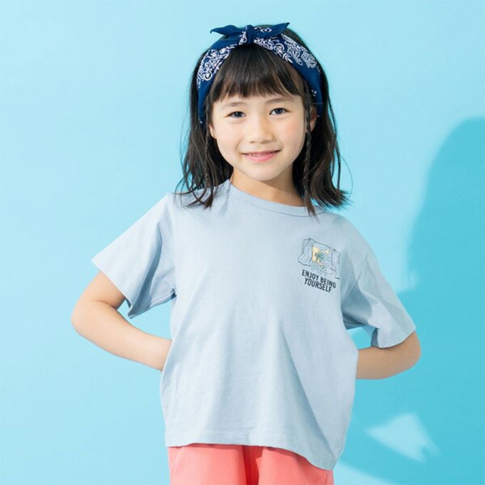 日本 petit main - 100%棉 清新印花短袖上衣-BROOKLYN-薄荷綠