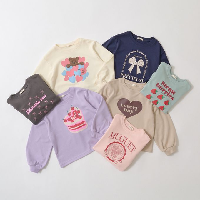 日本 Lycee mine - 百搭印花休閒長袖上衣-鈴蘭徽章-粉紅