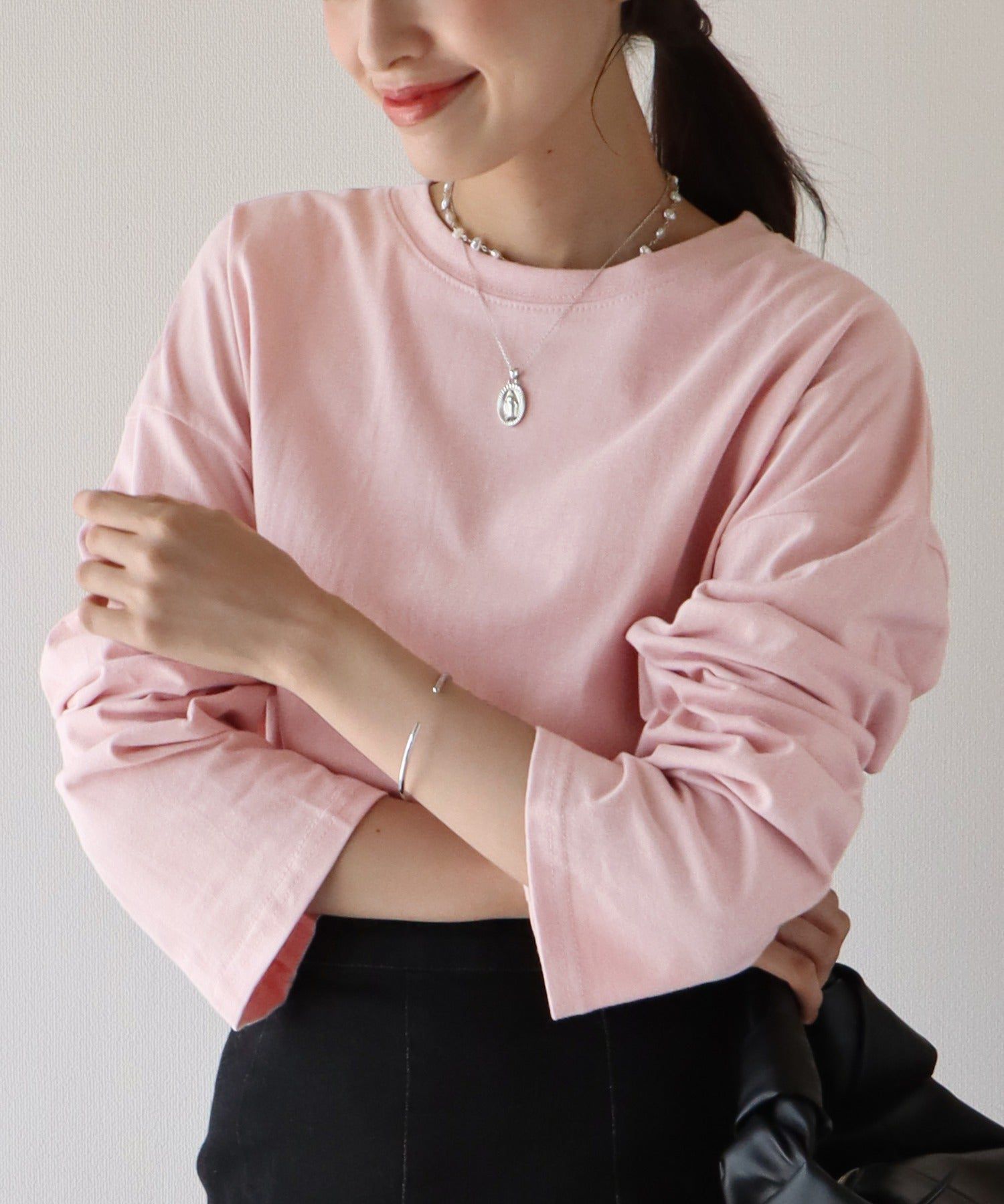 日本 BLUE EAST - 圓領百搭柔軟薄長袖上衣-條紋-深藍