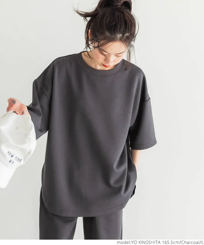 日本 COCA - 新感覺系列 輕盈落肩寬袖上衣-灰藍