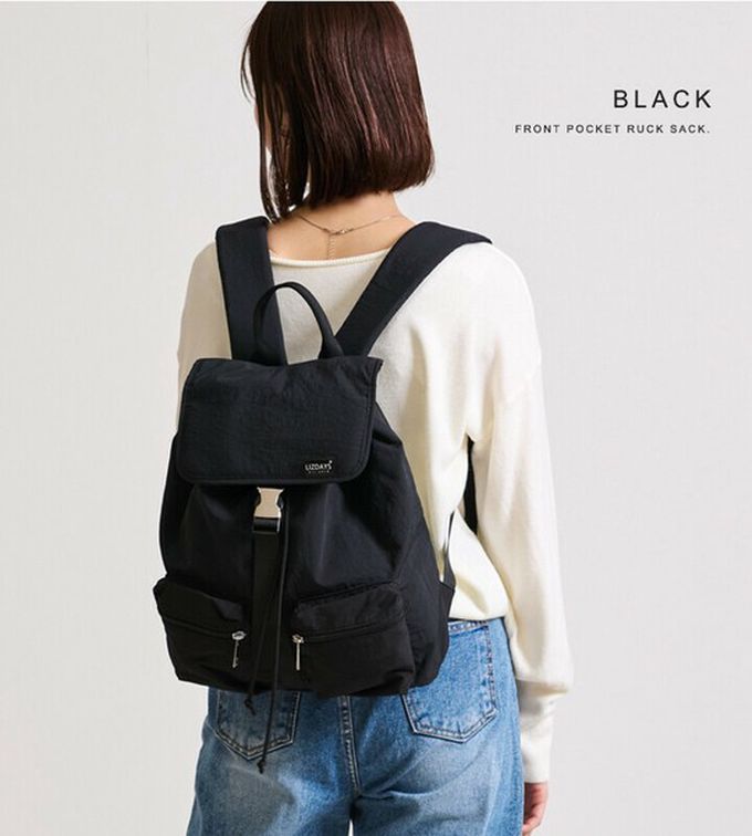 日本 LIZDAYS - 輕量簡約防潑水多口袋後背包-煙燻粉 (30x35cm)