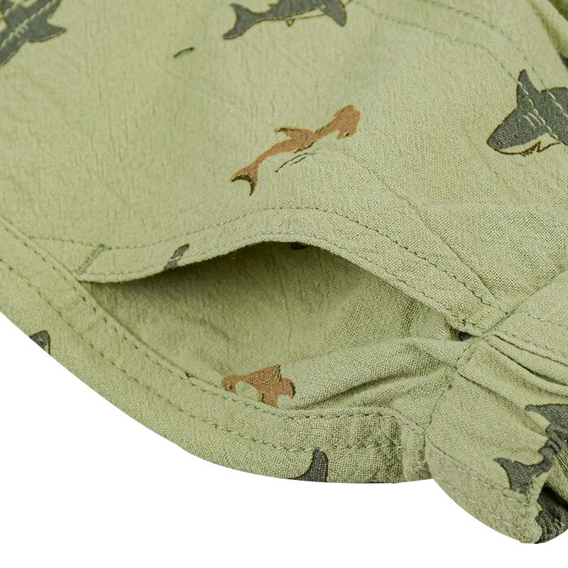 akachan honpo - 5分褲-麻料風-軍綠色