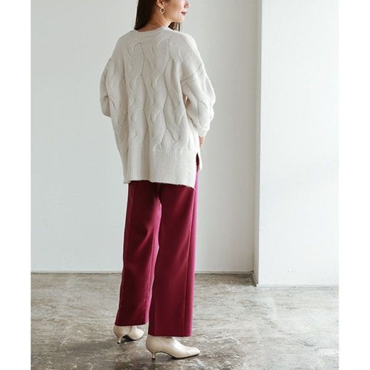 日本 Pierrot - 柔軟波浪紋針織毛衣-簡約黑