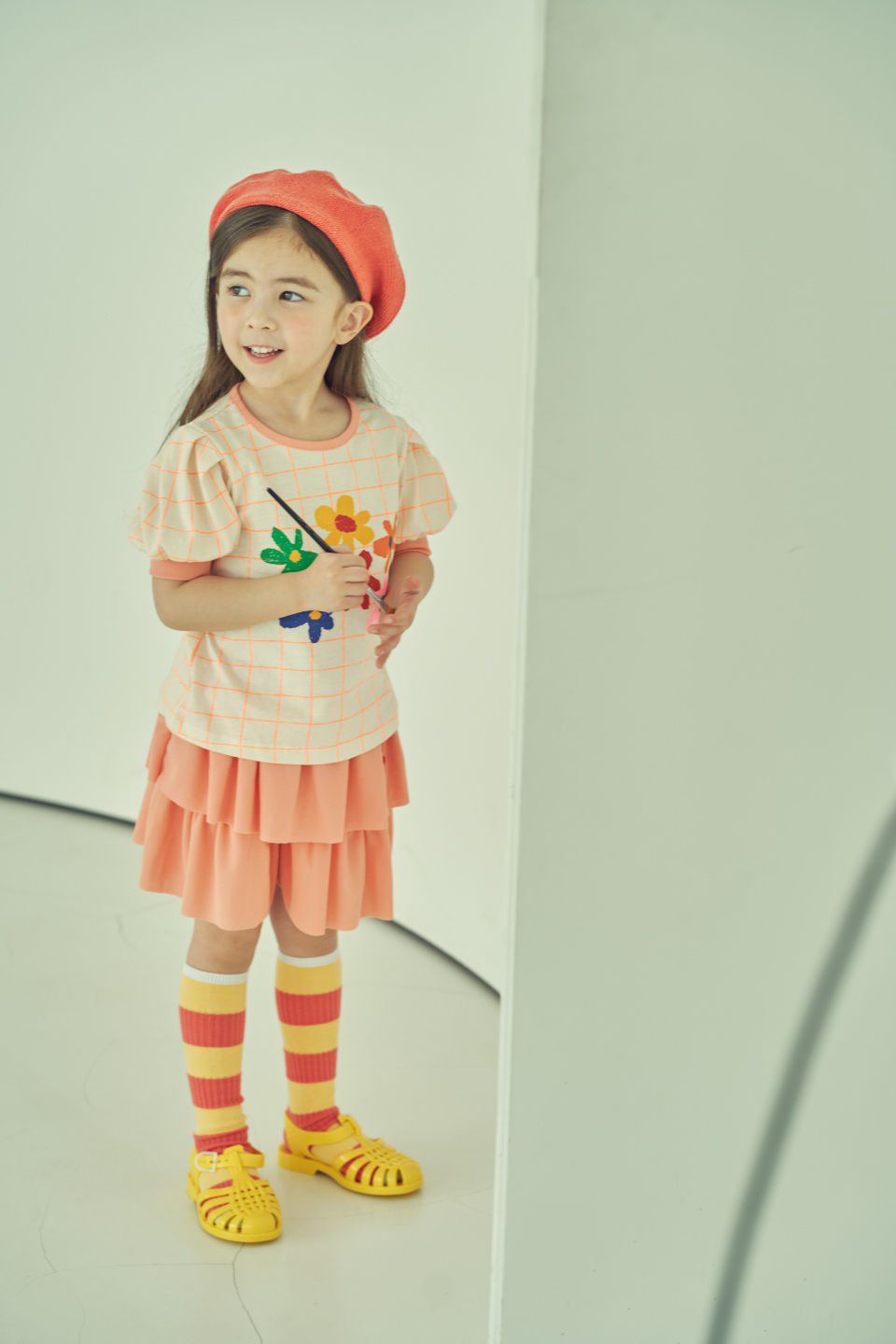 韓國 Mimico - 微笑花朵蛋糕褲裙-粉紅