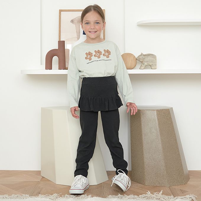 日本 Lycee mine - 純棉不易皺女孩印花長袖上衣-心型-咖啡