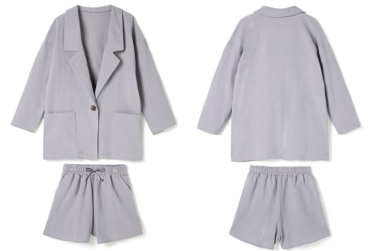 日本 GRL - 俐落率性西裝外套x短褲套裝-氣質米