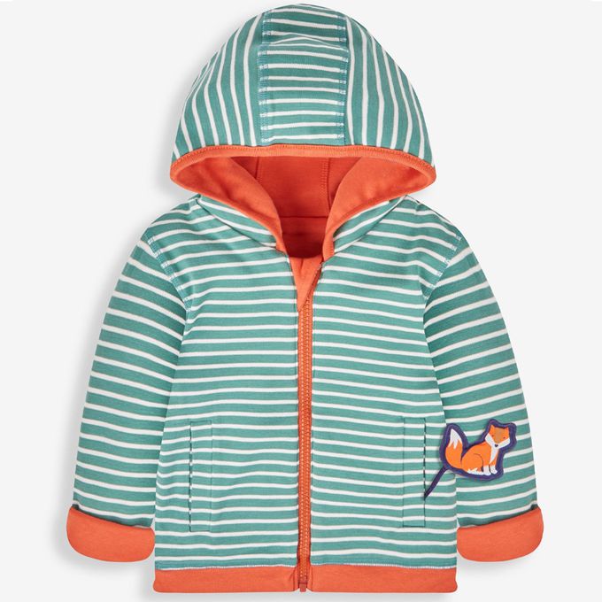 英國 JoJo Maman BeBe - 幼/兒童雙面穿100%純棉保暖連帽外套-小狐狸